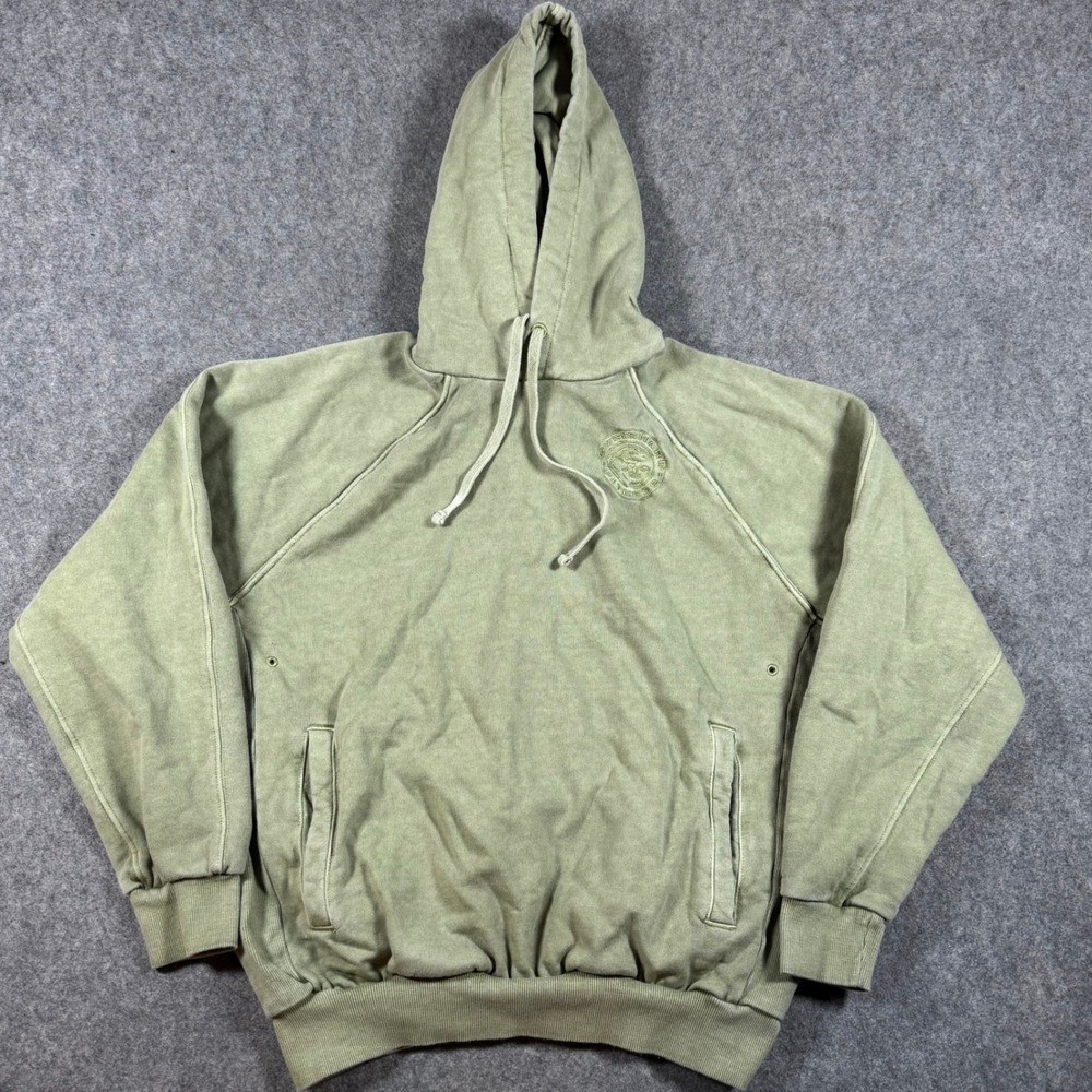 Gymshark Hoodie Mens XS Green Acid Wash Raglan Embroidered Logo Fitness Pullover
